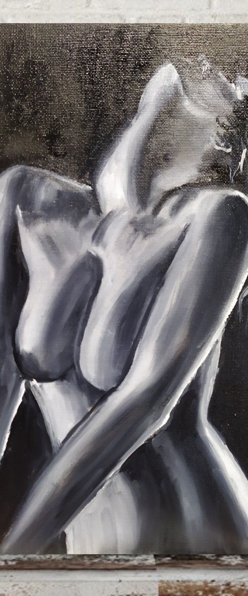 Natalya, erotic nude girl , passion girl oil painting, gift idea, bedroom painting by Nataliia Plakhotnyk
