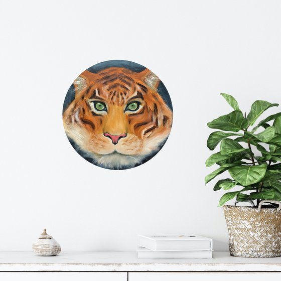 Tiger - Animal portrait - Small round canvas