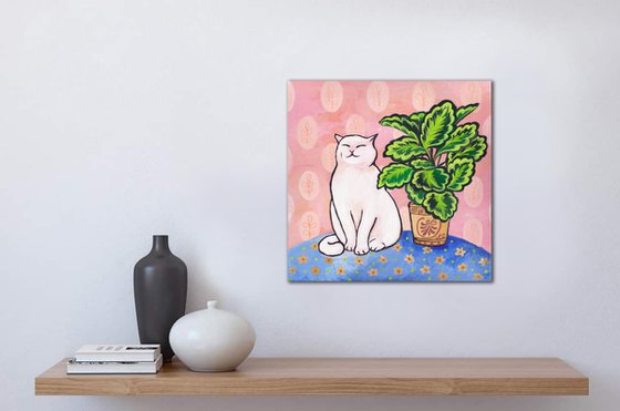 "My happy cat" Maximalist Modern Matisse-Inspired Original Painting