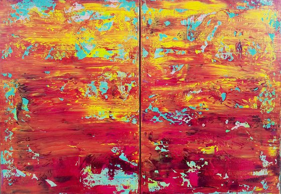 Caribbean evenings - diptych colorful abstract painting