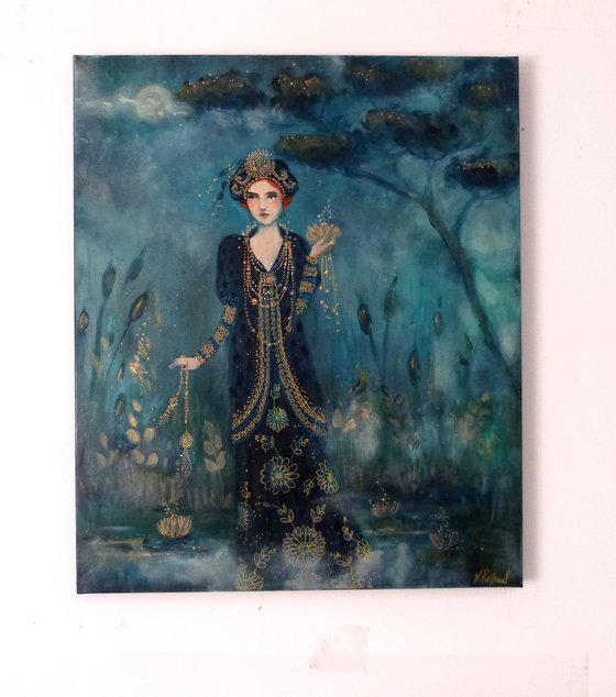 The empress of mist 55 x 46 cm. Art déco woman