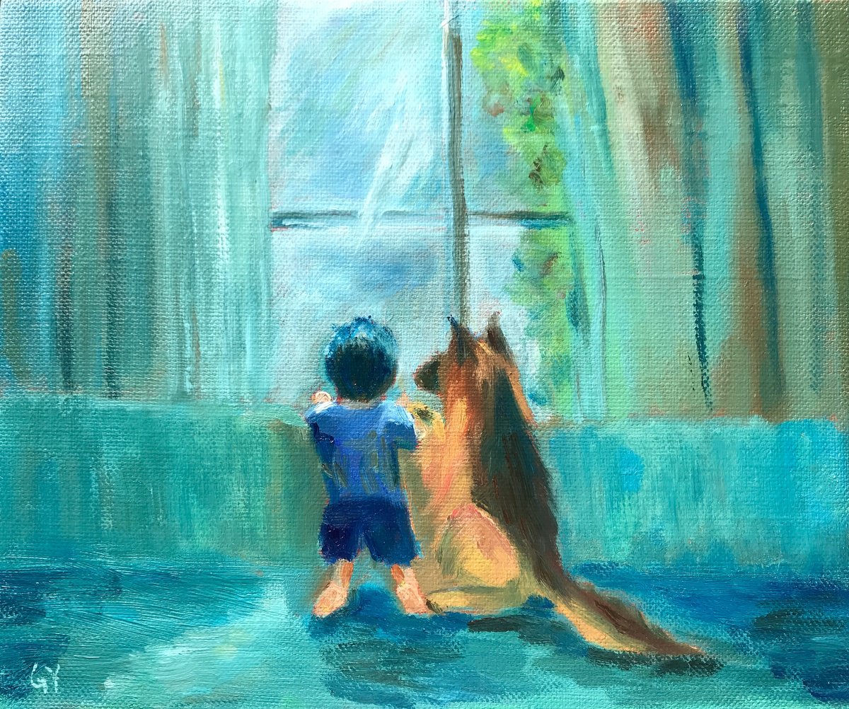 Impressionistic Portrait Oil Painting By Geeta Yerra, 12 X 10, Friends, Original Artwork