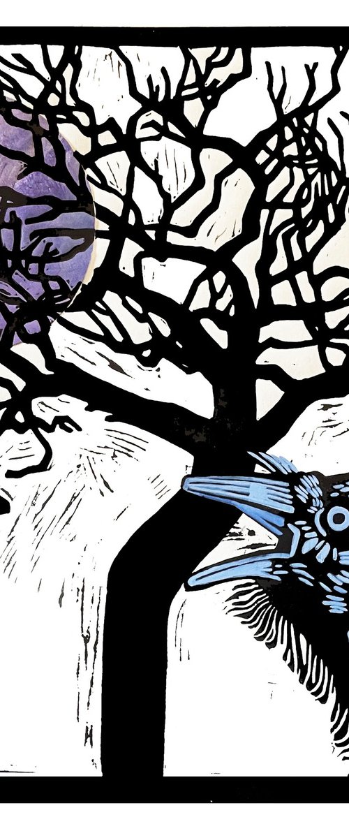 Raven Talks to Moon (Purple) by Laurel Macdonald