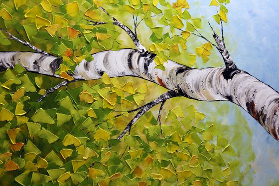 Birch Tree - Large Original Painting 60" x 30"