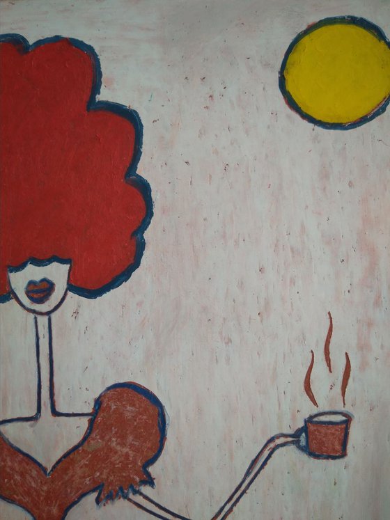 Red lady with tea