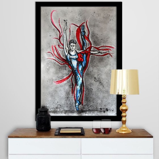 Dancing Dust - Large Ballerina Original Modern Abstract Art Painting Portrait