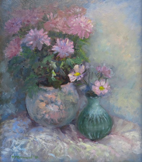 Chrysanthemums in a Bowl
