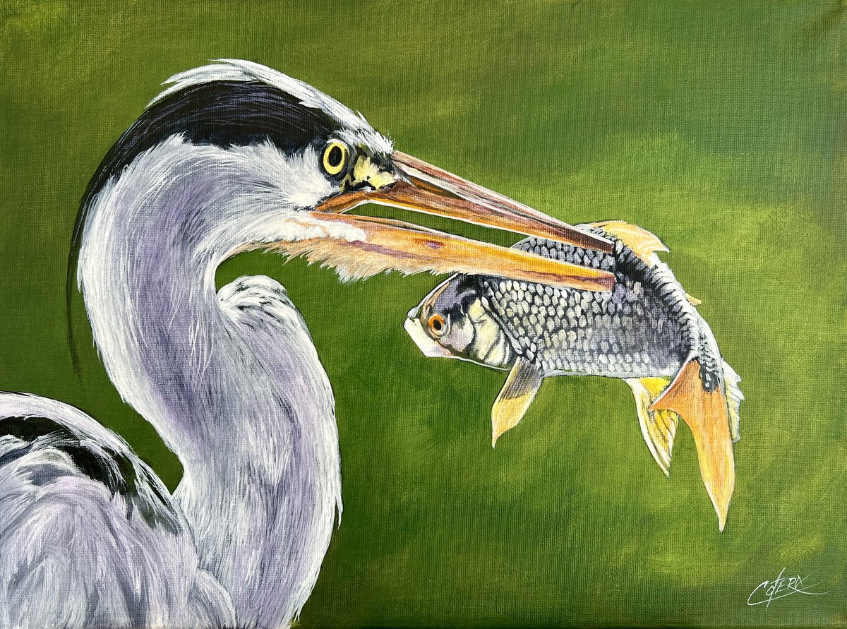 Photorealistic Landscape Acrylic Painting By Carlos Alvarez Cotera, 16 X 12, - Catch Of The Day - ?, Original Artwork