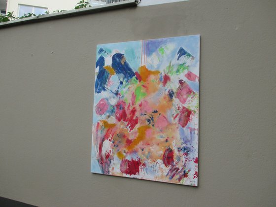 orange and blue abstract painting