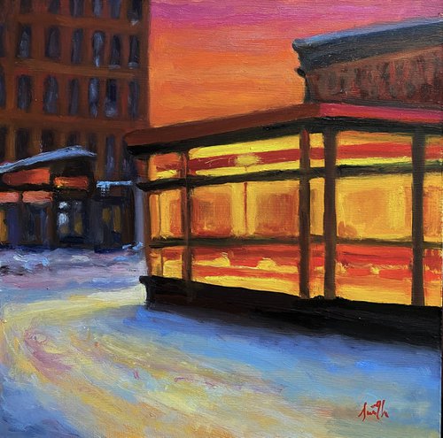 New York in the Snow; Diner. by Jackie Smith