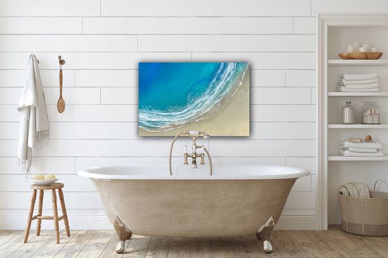 Our white sand beach - aerial ocean painting