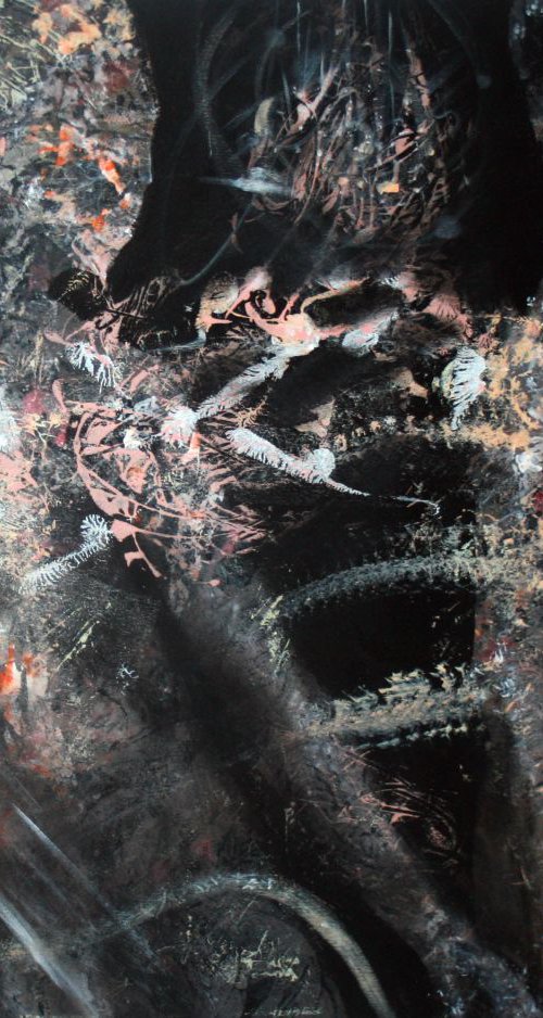 FANTASTIC NIGHT COUPLE 44 " ANCESTRAL WEEDING BODIES LOVE BEAUTIFUL FRAMED ORIGINAL KLOSKA by Kloska Ovidiu