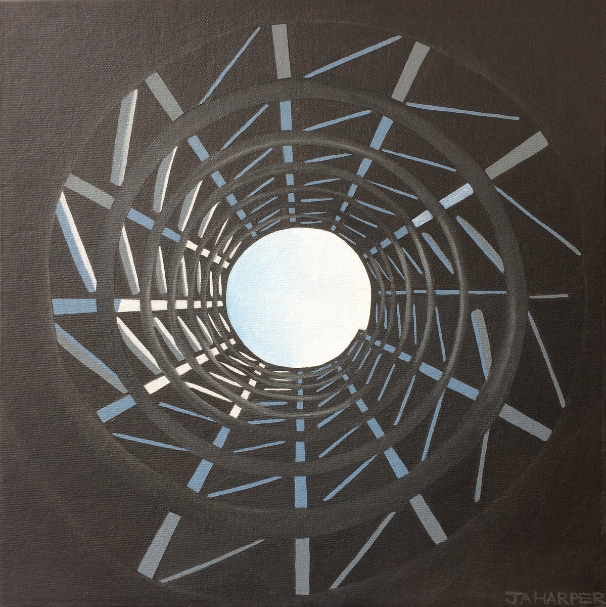 Geometric Abstract Oil Painting By Jill Ann Harper, 14 X 14, Hope, Original Artwork