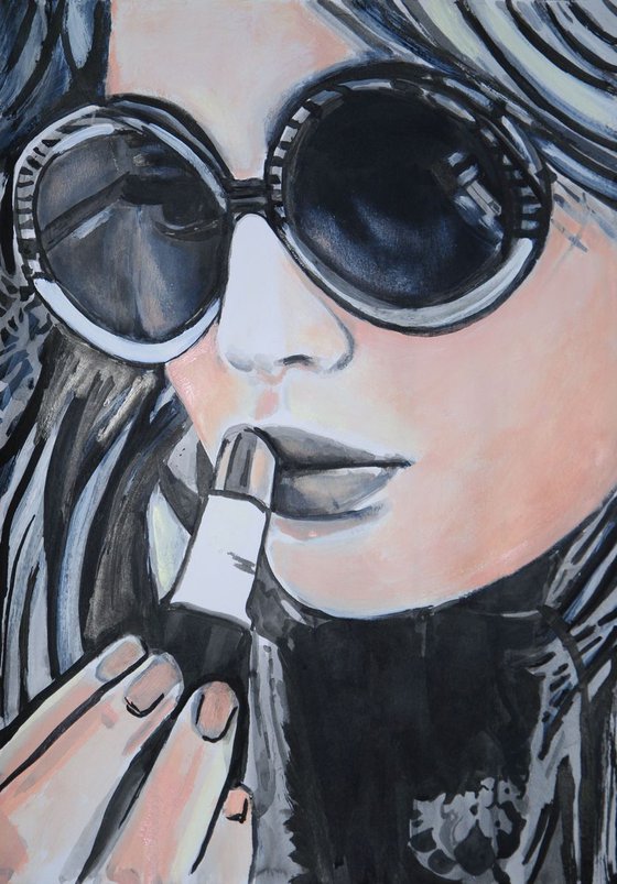 Girl with sunglasses / 42 X 29.7 cm