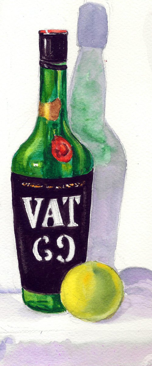 Whiskey Bottle Still Life - 15 by Asha Shenoy