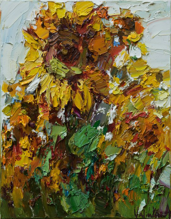 Sunflowers #2 Original Impasto Oil painting