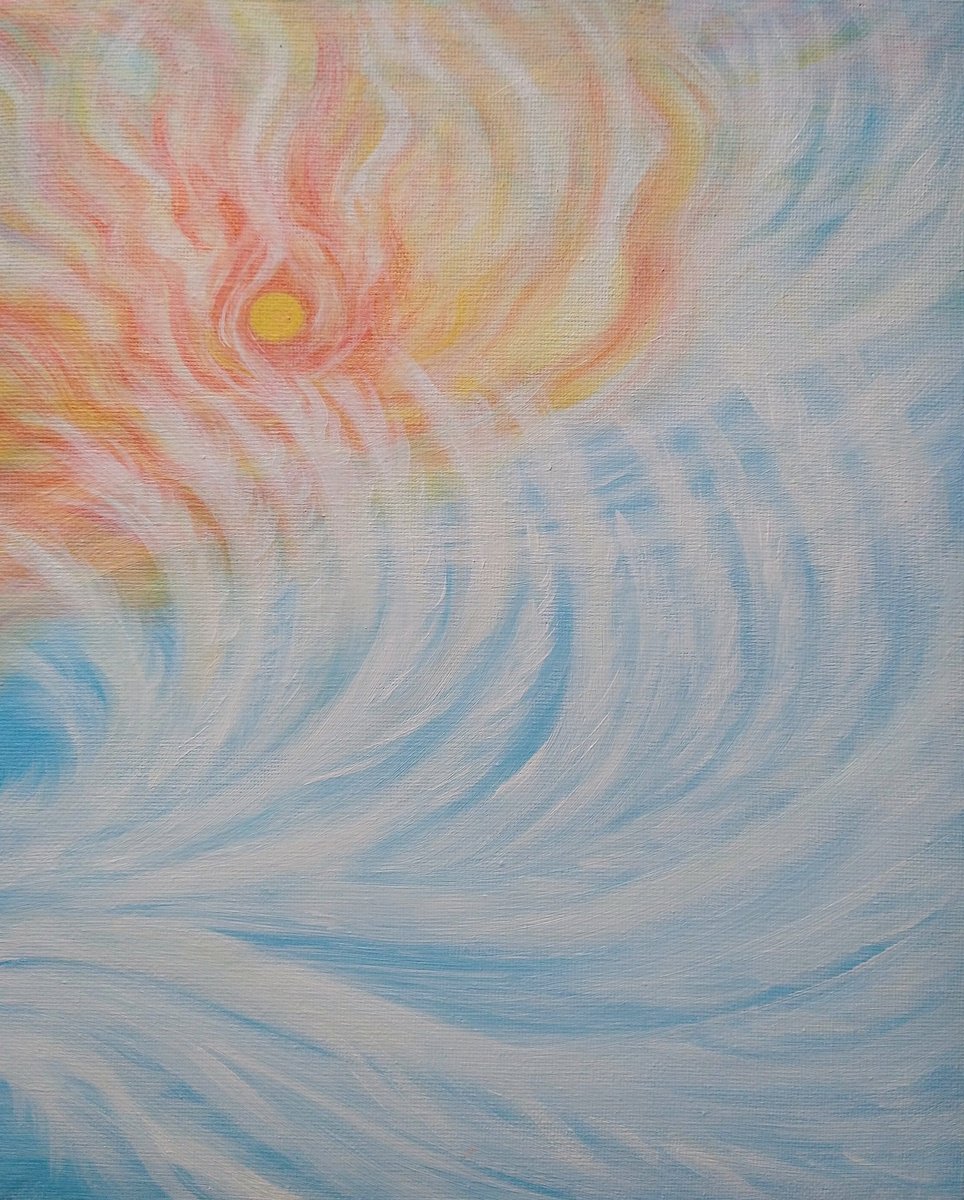 Surrealistic Landscape Acrylic Painting By Zoe Adams, 10 X 12", Wheel In The Sky. By Zoe Adams, Original Artwork