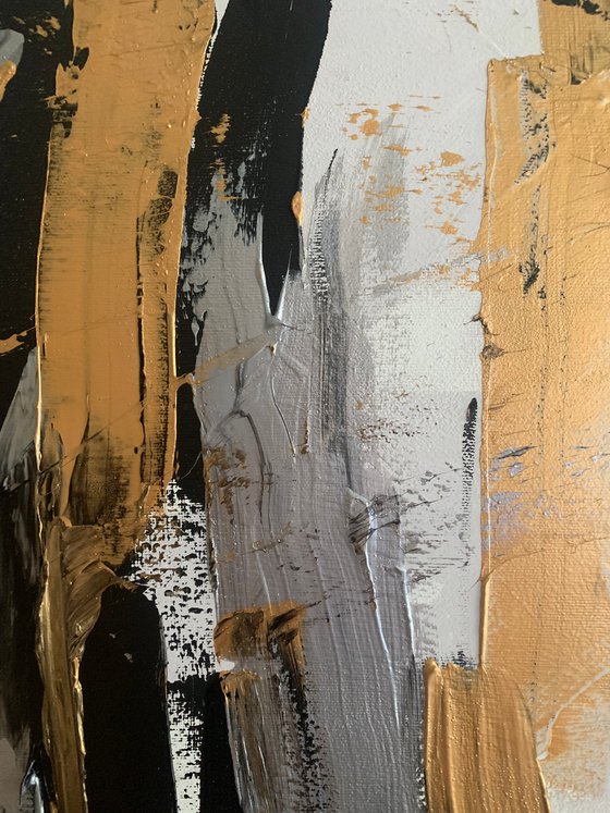 Large abstract gold and silver painting