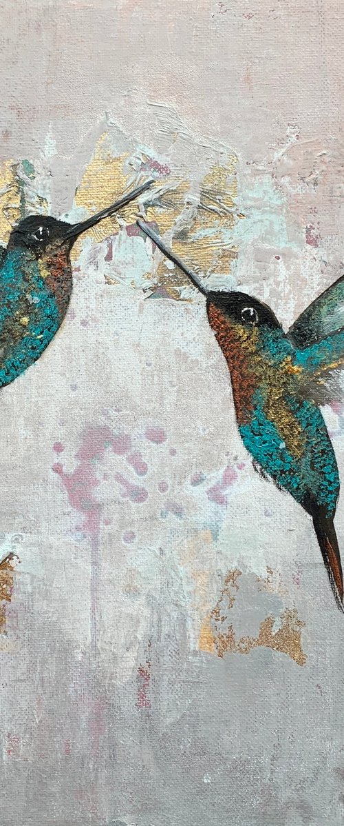 Love Birds ~ Hummingbirds in Flight by Laure Bury
