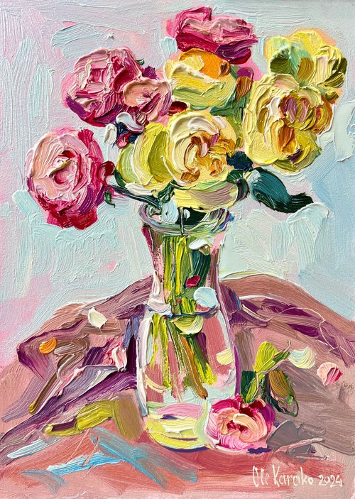 Roses in Vase by Ole Karako