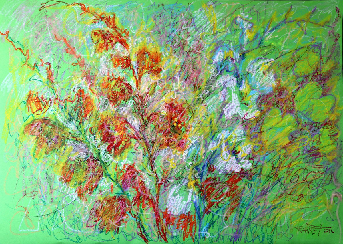 Impressionistic Botanical Acrylic Painting By Rakhmet Redzhepov, 34 X 24", Gladiolus, Original Artwork