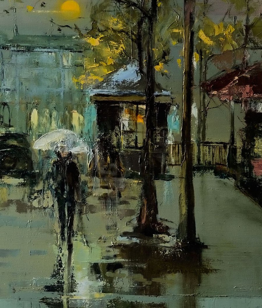 'Rainy day in Paris' Oil painting by Ewa Czarniecka | Artfinder