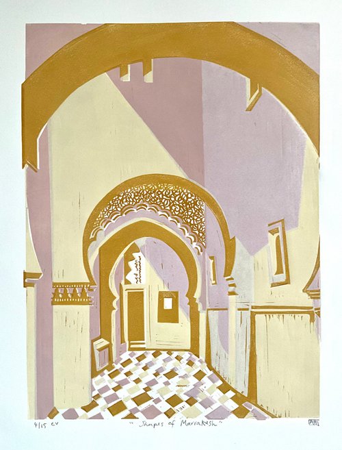 Shapes of Marrakesh (Pastel) by Alison  Headley