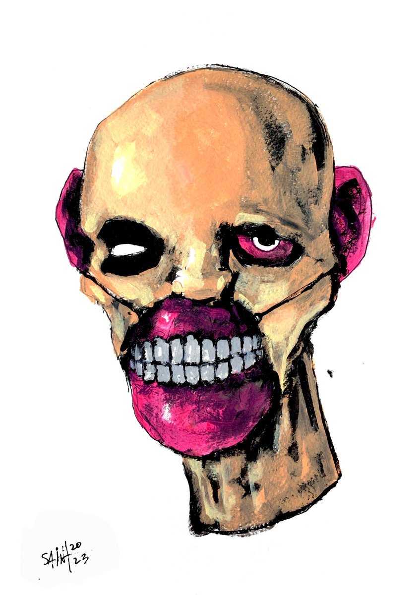 #242 Dark art Zombie portrait painting original art, Horror Creepy Art Brut Strange acryli... by Ruslan Aksenov