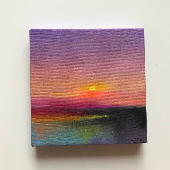 Purple Sky! Sunset Painting! Small Painting!!  Ready to hang
