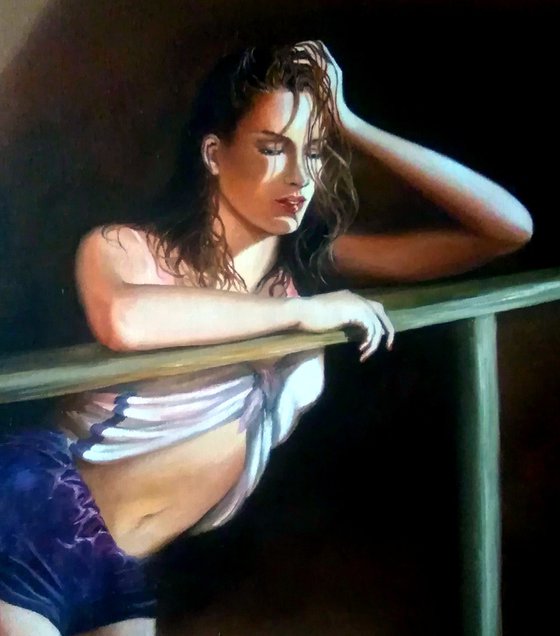 Relax - woman - oil painting