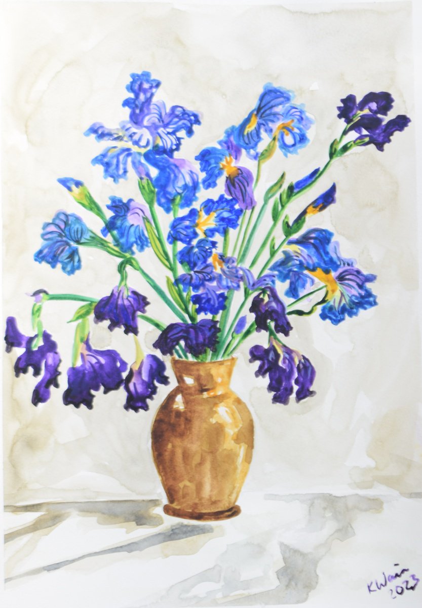 Vase of Irises by Kirsty Wain