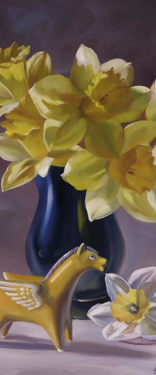 "Yellow Pegasus and Flowers" by Lena Vylusk