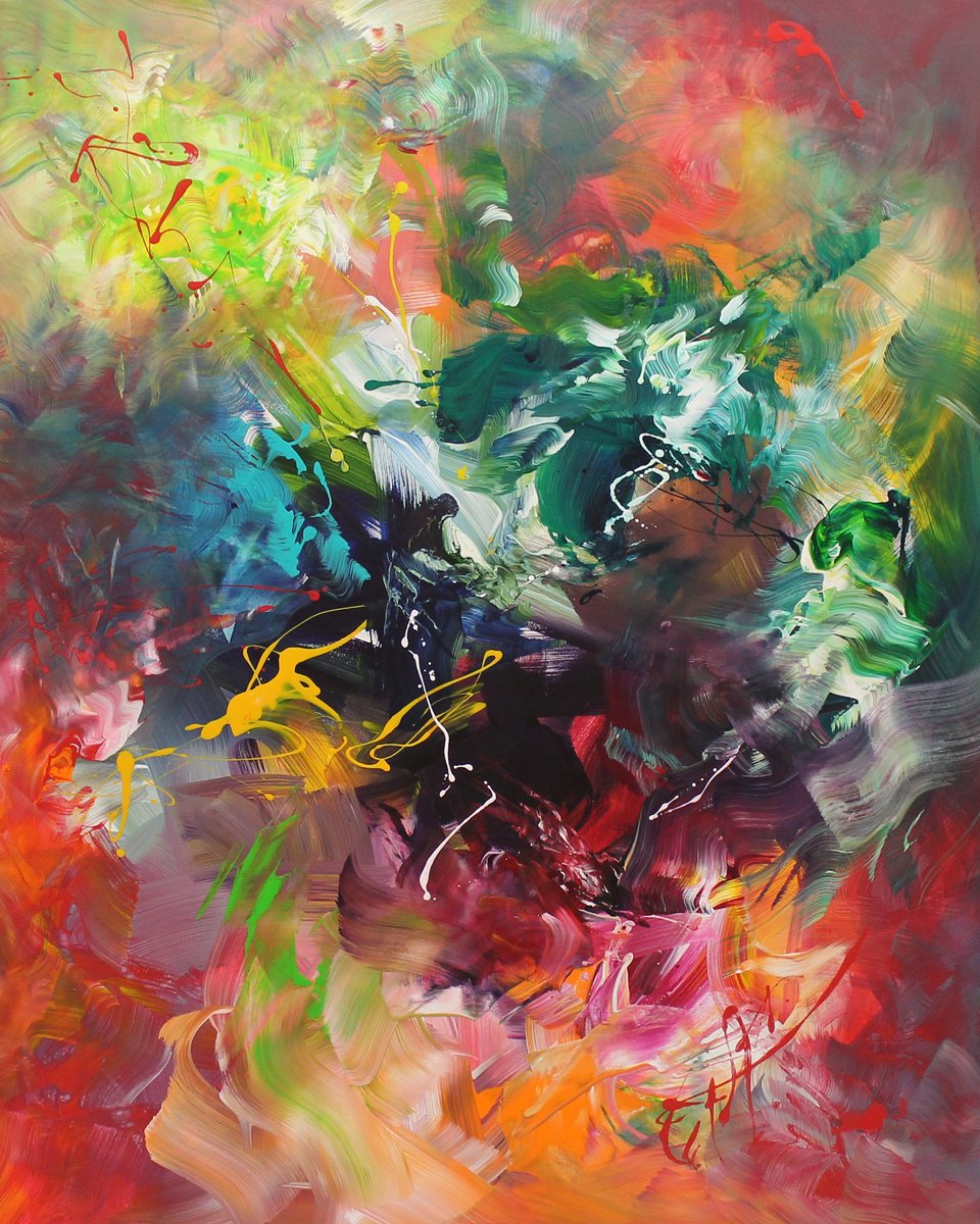 Abstract Acrylic Painting By Paresh Nrshinga Frsa, 44 X 55", A Touch Of Paradise, Original Artwork