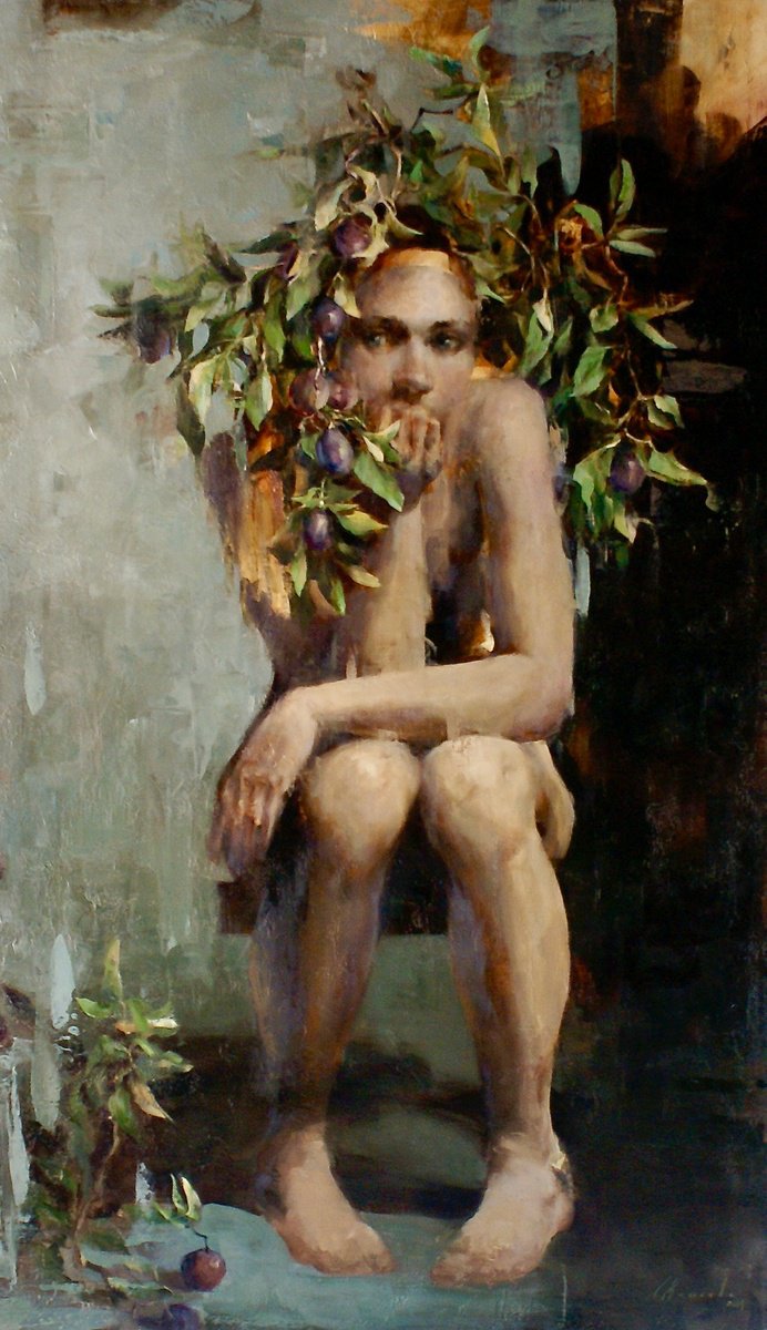 Girl And Plums By Elena Mashajeva-Agraphiotis, 35 X 60, Artwork For Sale On Artfinder