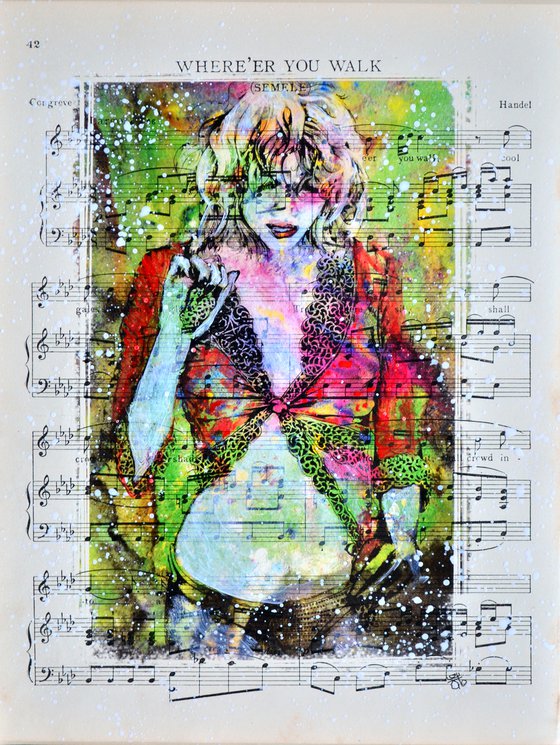 Where'er You Walk - Collage Art on Vintage Music Sheet Page