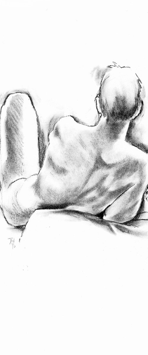 Male nude, back view by Julia Wakefield