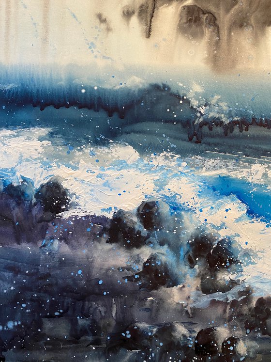 Watercolor "Sea-storm” special gift