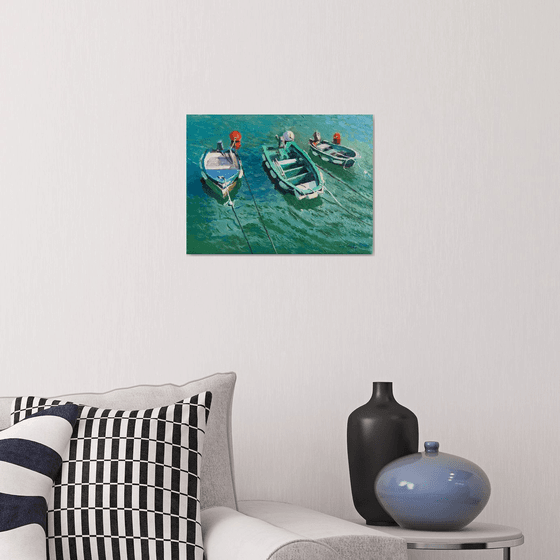 France Seascape - Three Boats at Rest