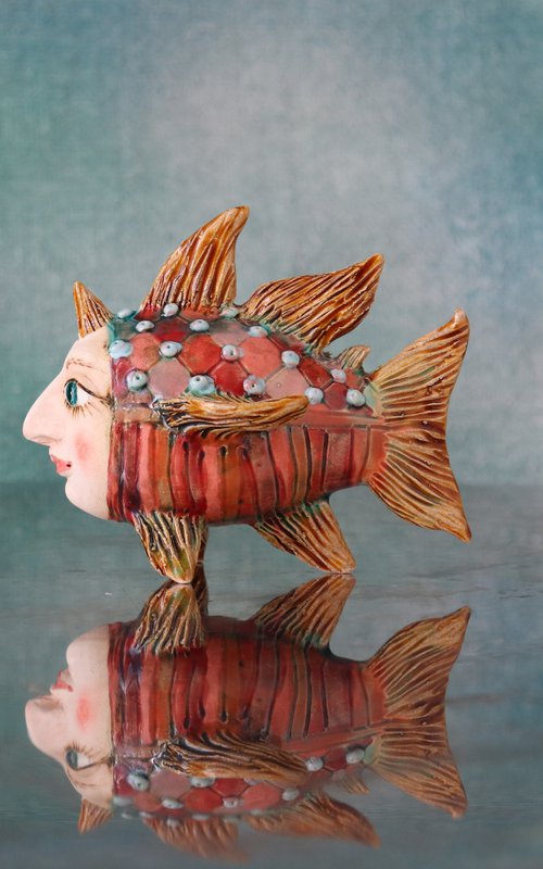 Sky Fish 2. Tiny  sculpture by Elya Yalonetski