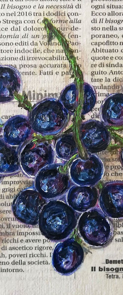 "Grapes on Newspaper" by Katia Ricci