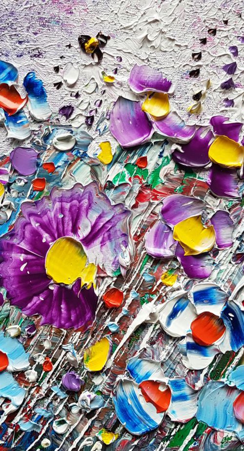 "Abstract Violet Flowers in Love" by Phil Broad