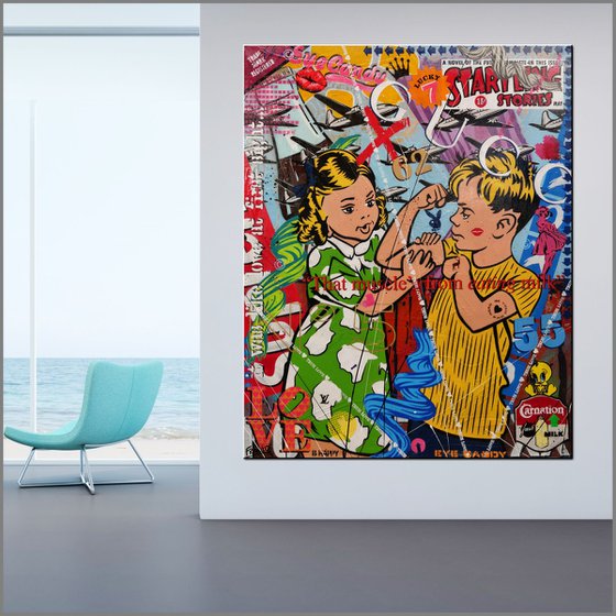 Now That's Some Muscle 120cm x 150cm Carnation Milk Textured Urban Pop Art