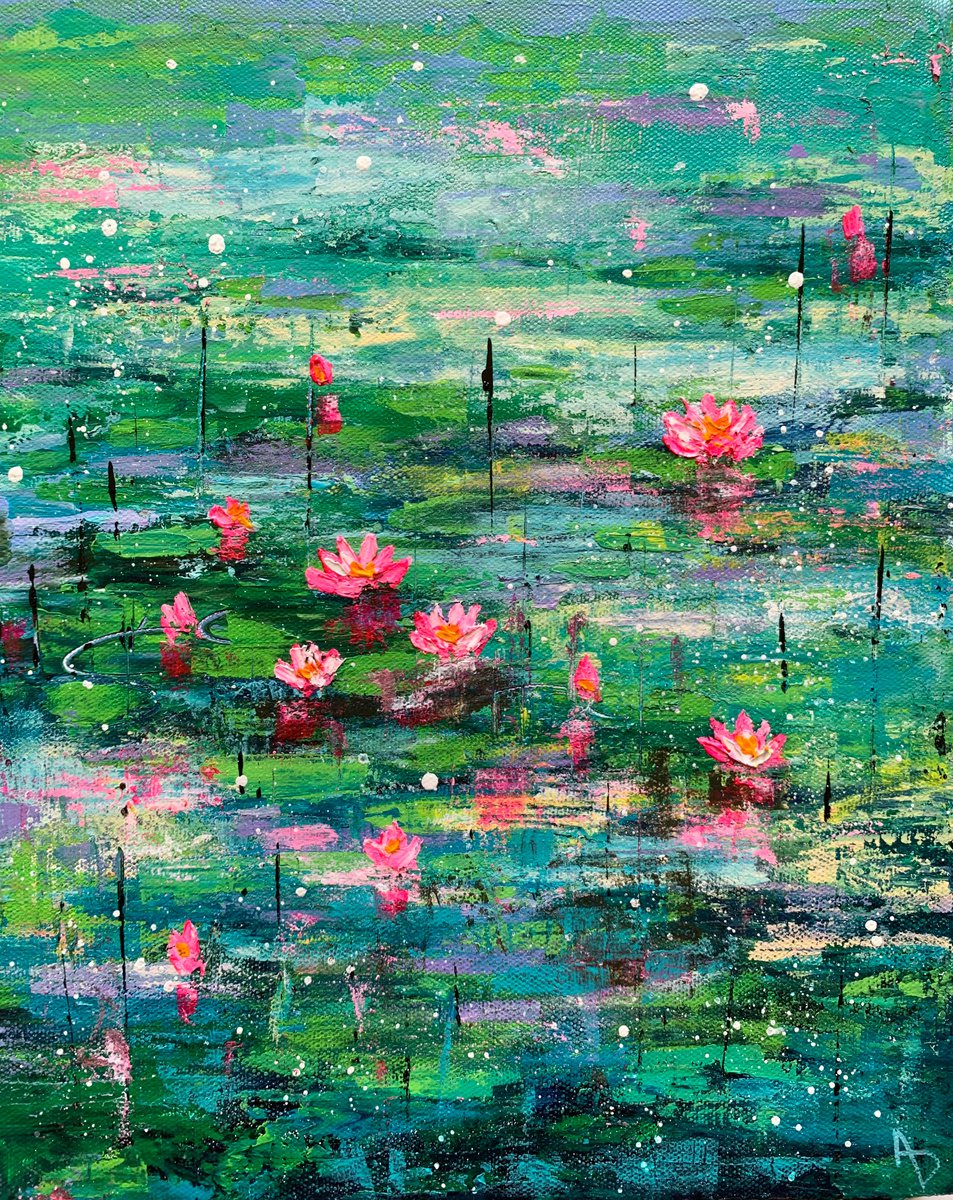 Abstract water lilies by Amita Dand