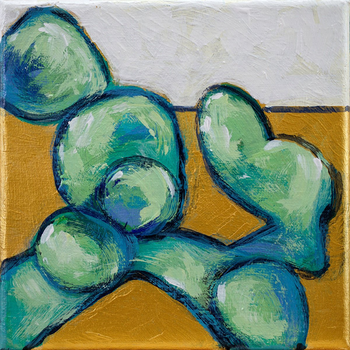 Abstract Acrylic Painting By Uwe Fehrmann, 6 X 6", Branch, Original Artwork