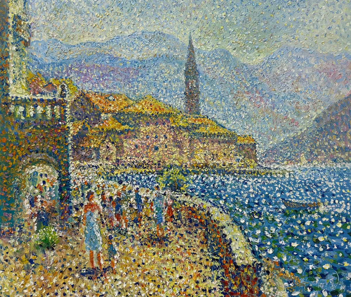 Impressionistic Landscape Oil Painting By Andrii Chebotaru, 26 X 22, The Promenade Of Memories, Original Artwork