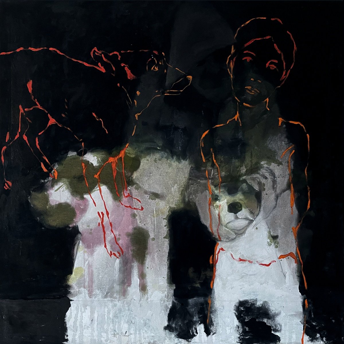 Abstract Animal Painting By Gela Mikava, 47 X 47, The Unseen Game - Power & Fate, Original Artwork