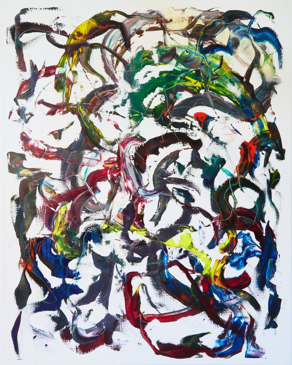 Organic Abstract Oil Painting By Simon Findlay, 63 X 79", Left Eyelid Down, Right Eyelid, Original Artwork