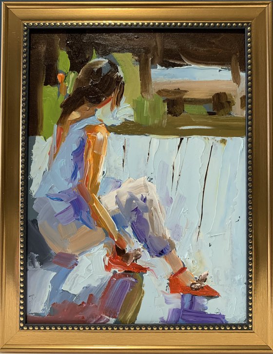Woman by the lake.