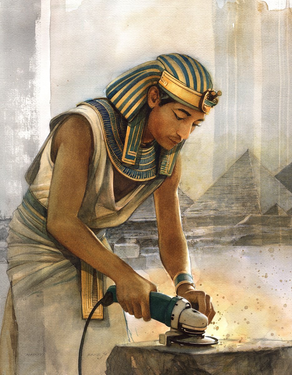 Expressive Watercolour , Building Egyptian Pyramids By Reme Jr., 17 X 20, Artwork For Sale On Artfinder