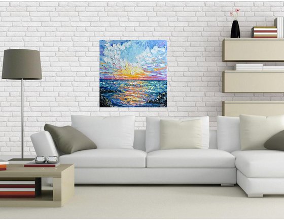 Sea Sunset - Palette Knife Seascape Painting